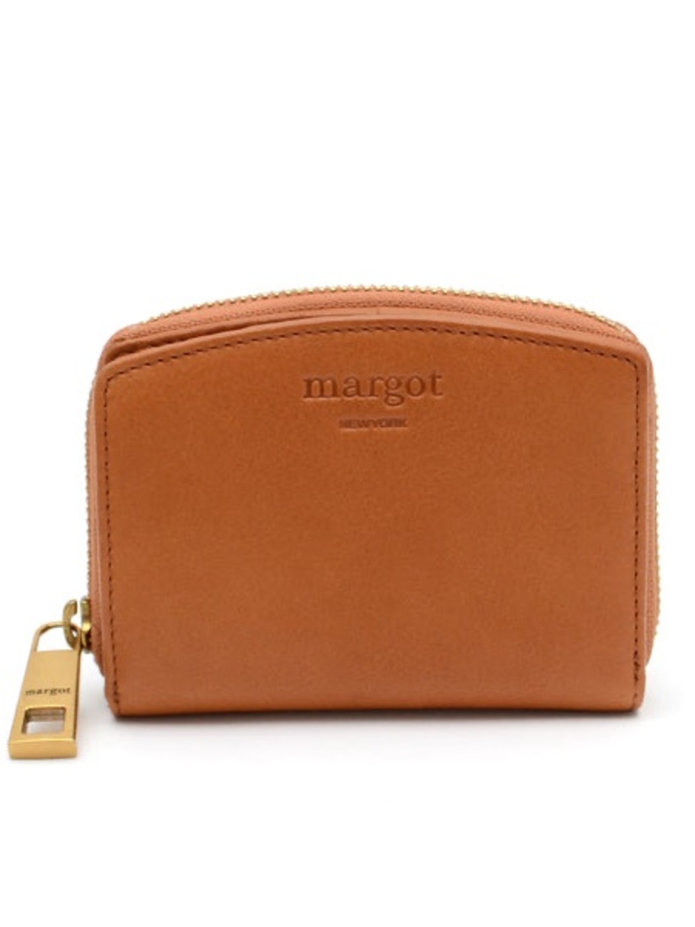 NWT $85 Margot New York Gina Compact Wallet Leather Cognac